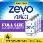 Zevo Flying Insect Trap Official Refill Cartridges - Fits Zevo Trap and MAX Indoor Fly Trap, Trap+Lock Technology Fly Trap Refill for Gnats, House Flies & Fruit Flies (4 Official Refill Cartridges)